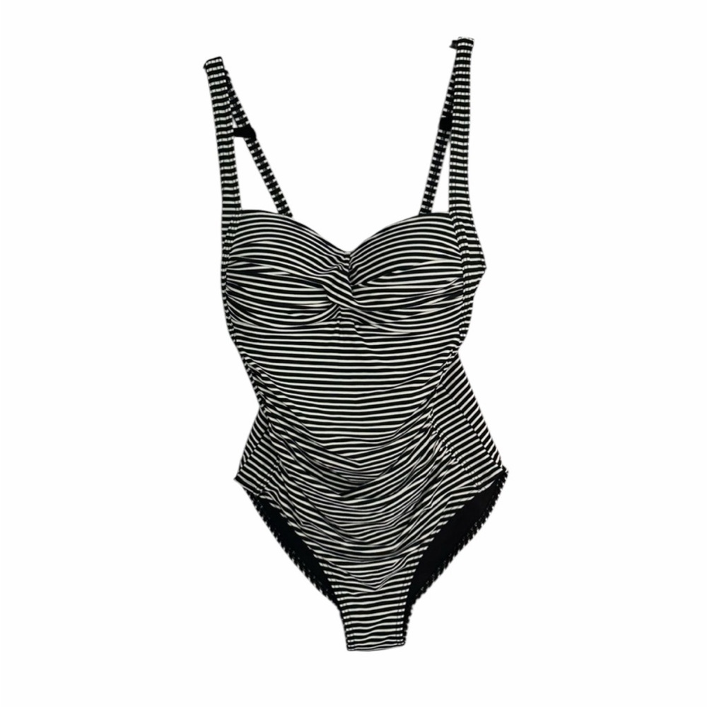 Nip Tuck Swim Women's Sorrento Striped Joanne One Swimsuit Black & White Size 6
